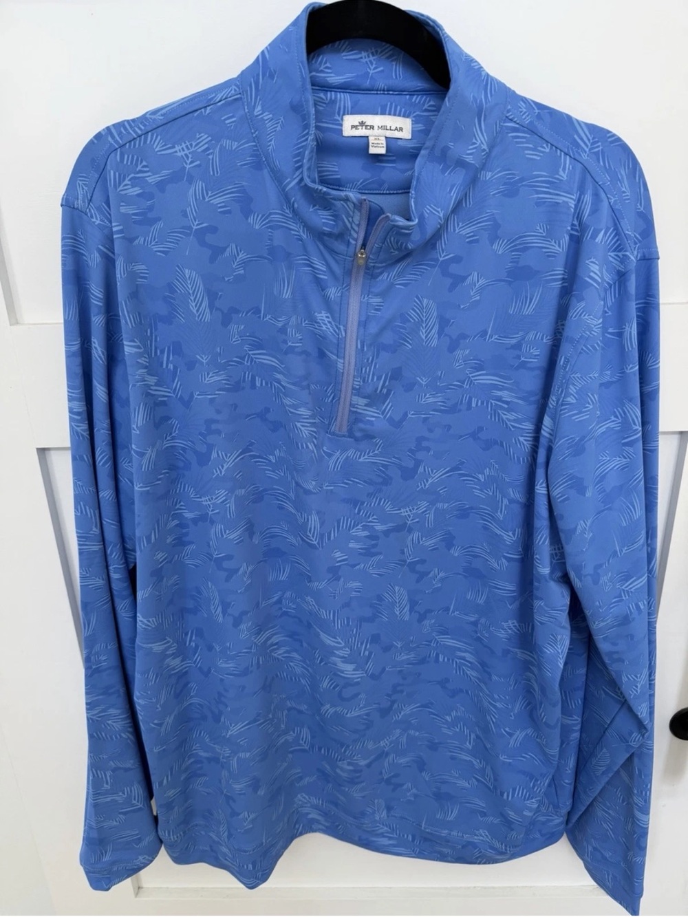 Peter Millar Golf Pullover Crown Sport Tidal Camo Print 1/4 Zip XL Blue $135